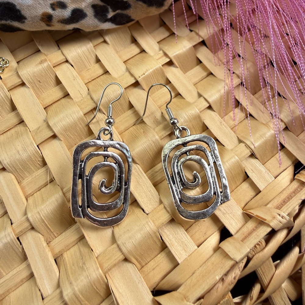 Silver Spiral Openwork Drop Earrings - Women's Jewelry